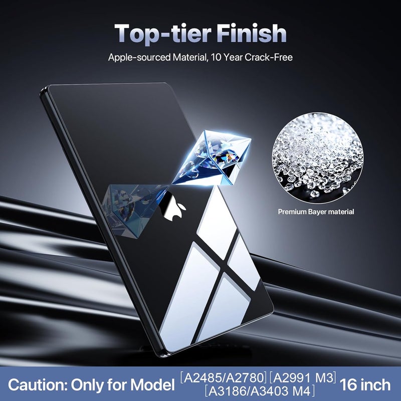 soonjet غطاء لجهاز MacBook Pro مقاس 16 بوصة M4 2024-2021 M3 M2 M1 Pro/Max [شفاف 100%، أسود مصقول] غطاء صلب واقي لجهاز اللابتوب - أسود كريستالي - Image 5